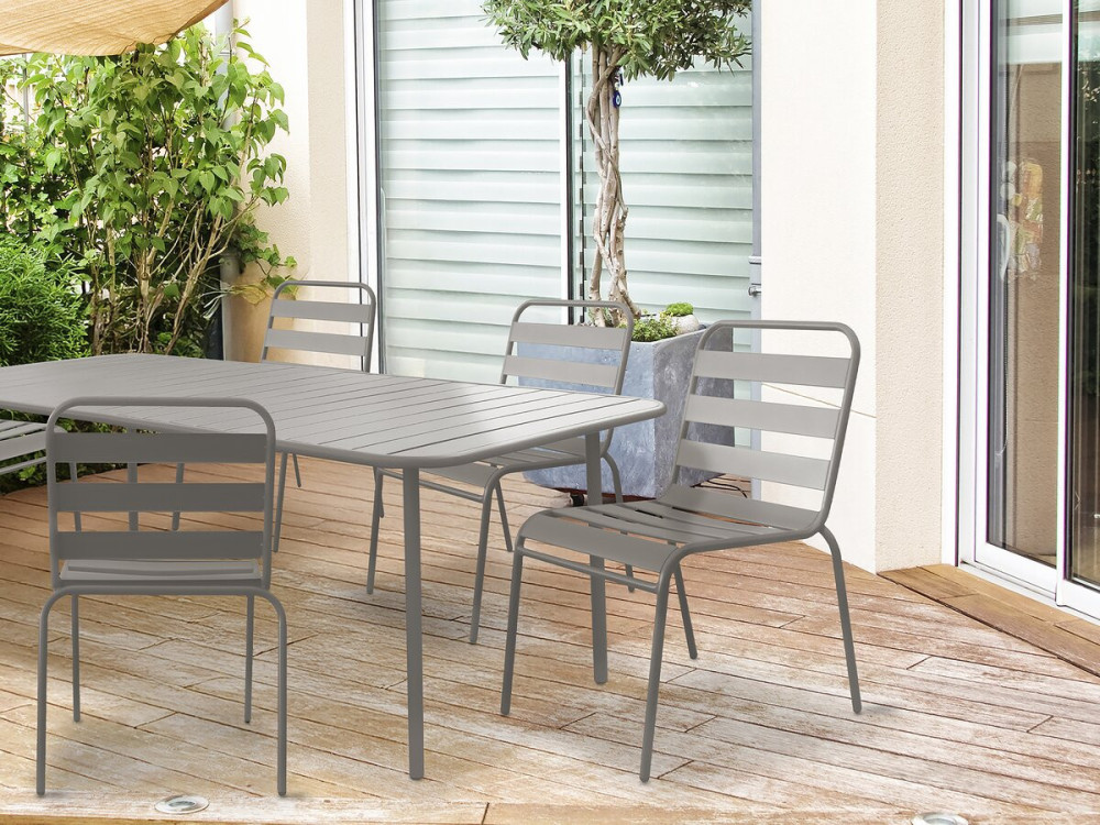 Conjunto de 2 sillas de jardín metálicas apilables "Bilbao" - Topo