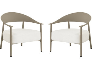 Lote de 2 sillones de jardín "Céora" de plástico y metal - Topo
