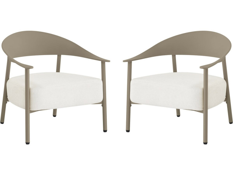 Lote de 2 sillones de jardín "Céora" de plástico y metal - Topo
