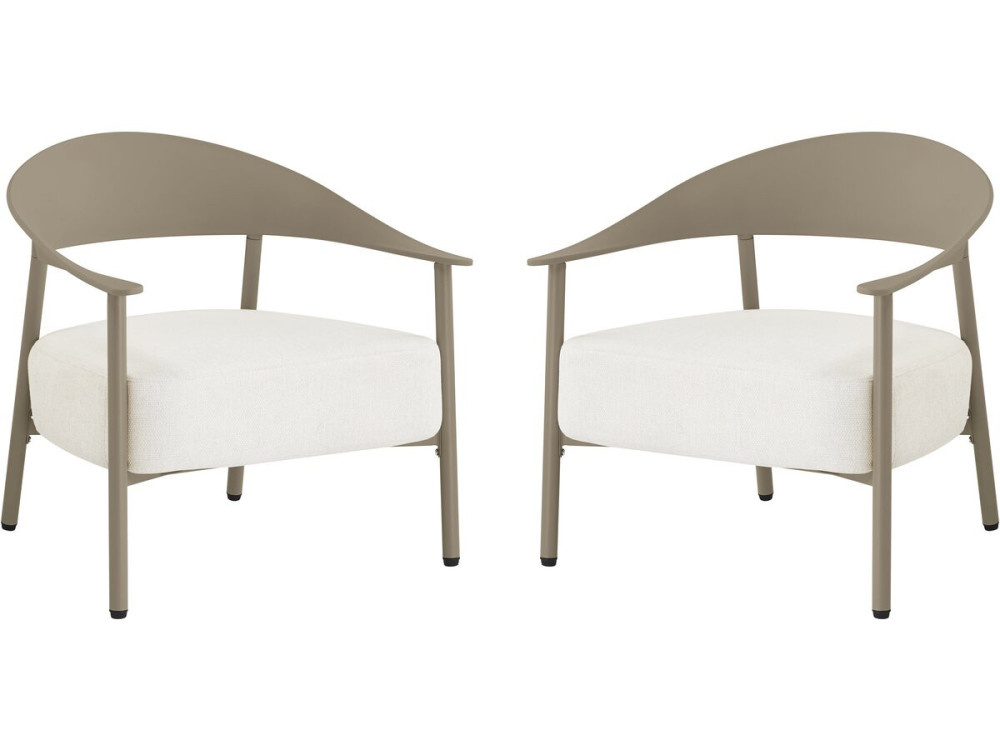 Lote de 2 sillones de jardín "Céora" de plástico y metal - Topo