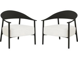 Lote de 2 sillones de jardín "Céora" de plástico y metal - Negro
