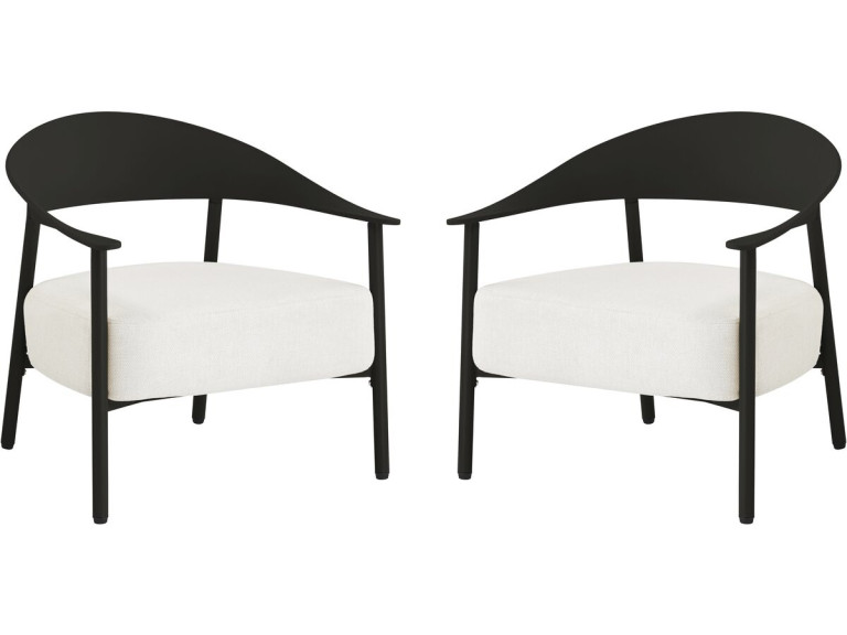 Lote de 2 sillones de jardín "Céora" de plástico y metal - Negro
