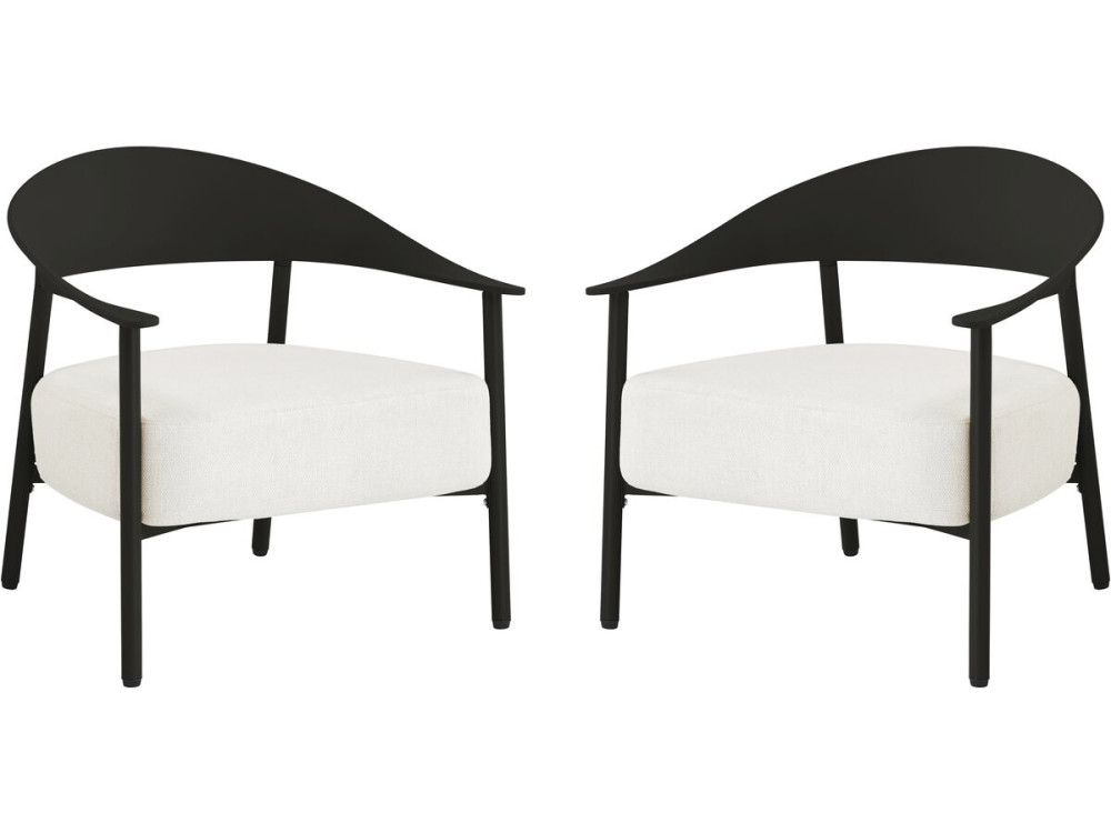 Lote de 2 sillones de jardín "Céora" de plástico y metal - Negro