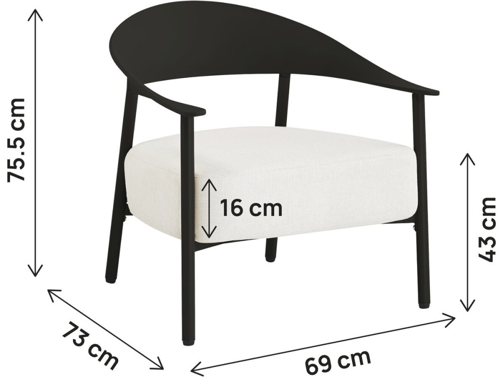 Lote de 2 sillones de jardín "Céora" de plástico y metal - Negro