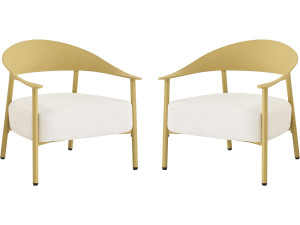 Lote de 2 sillones de jardín "Céora" de plástico y metal - Amarillo