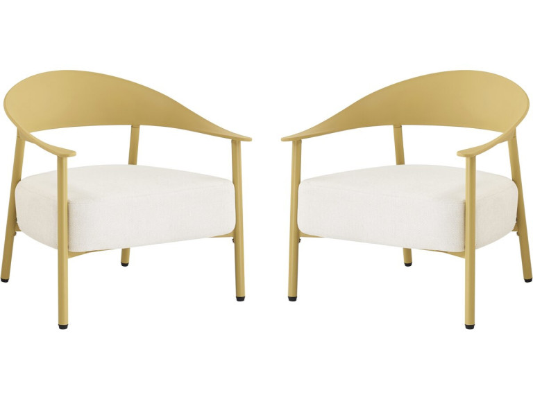 Lote de 2 sillones de jardín "Céora" de plástico y metal - Amarillo