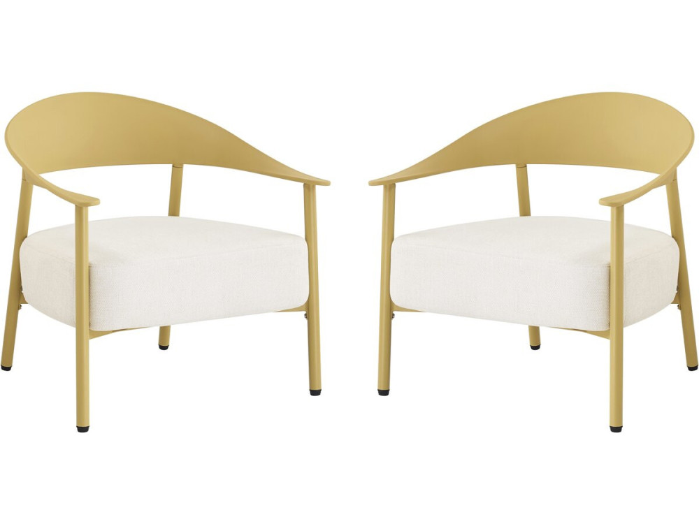 Lote de 2 sillones de jardín "Céora" de plástico y metal - Amarillo