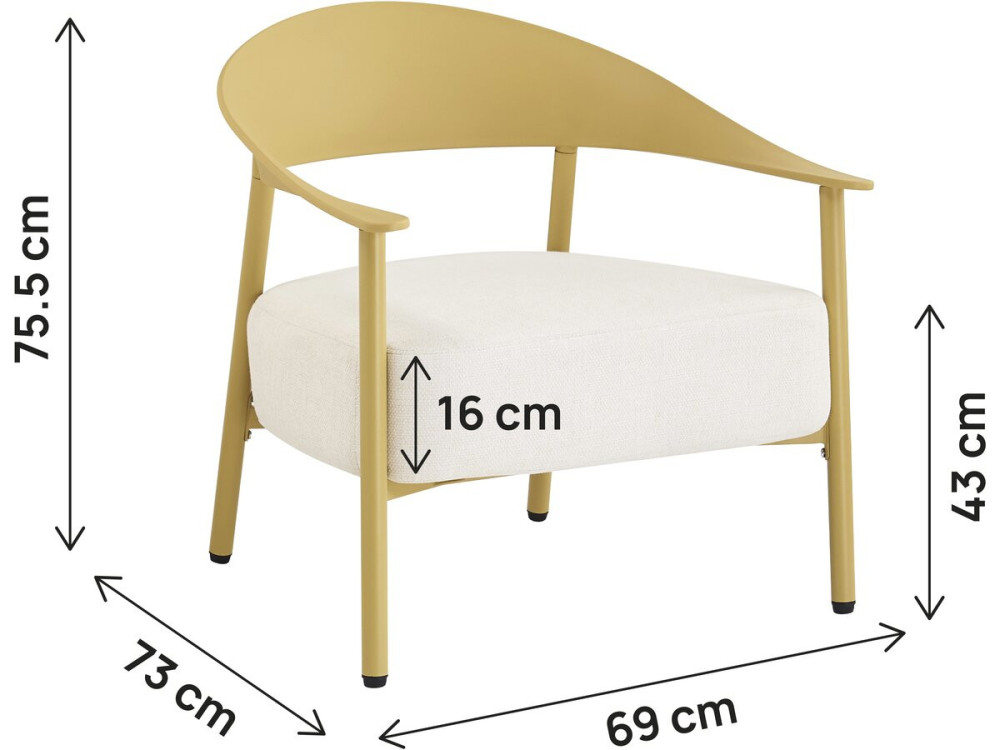 Lote de 2 sillones de jardín "Céora" de plástico y metal - Amarillo