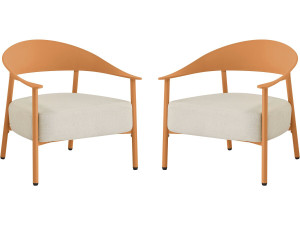 Lote de 2 sillones de jardín de plástico y metal "Céora" - Naranja