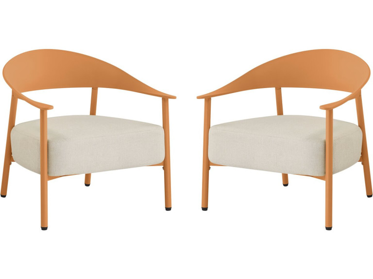 Lote de 2 sillones de jardín de plástico y metal "Céora" - Naranja