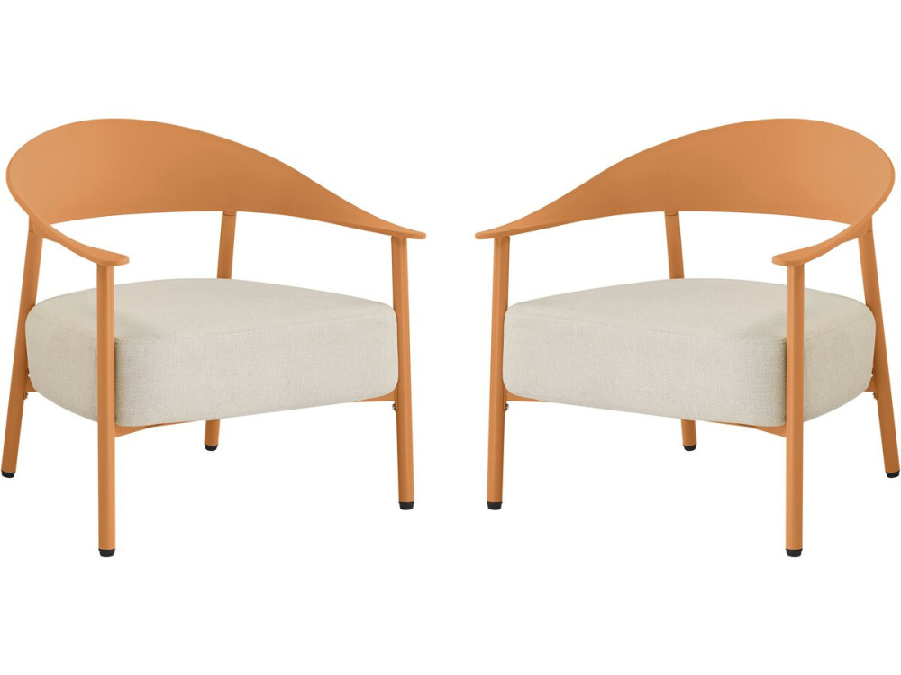 Lote de 2 sillones de jardín de plástico y metal "Céora" - Naranja