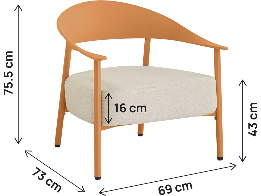 Lote de 2 sillones de jardín de plástico y metal "Céora" - Naranja