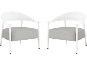 Lote de 2 sillones de jardín "Céora" de plástico y metal - Blanco
