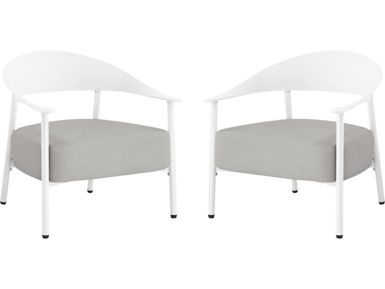 Lote de 2 sillones de jardín "Céora" de plástico y metal - Blanco