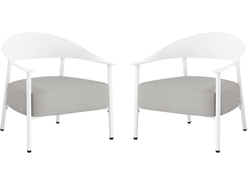 Lote de 2 sillones de jardín "Céora" de plástico y metal - Blanco