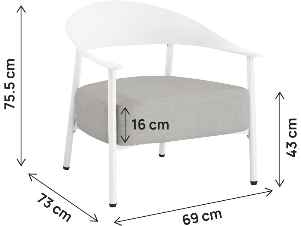 Lote de 2 sillones de jardín "Céora" de plástico y metal - Blanco