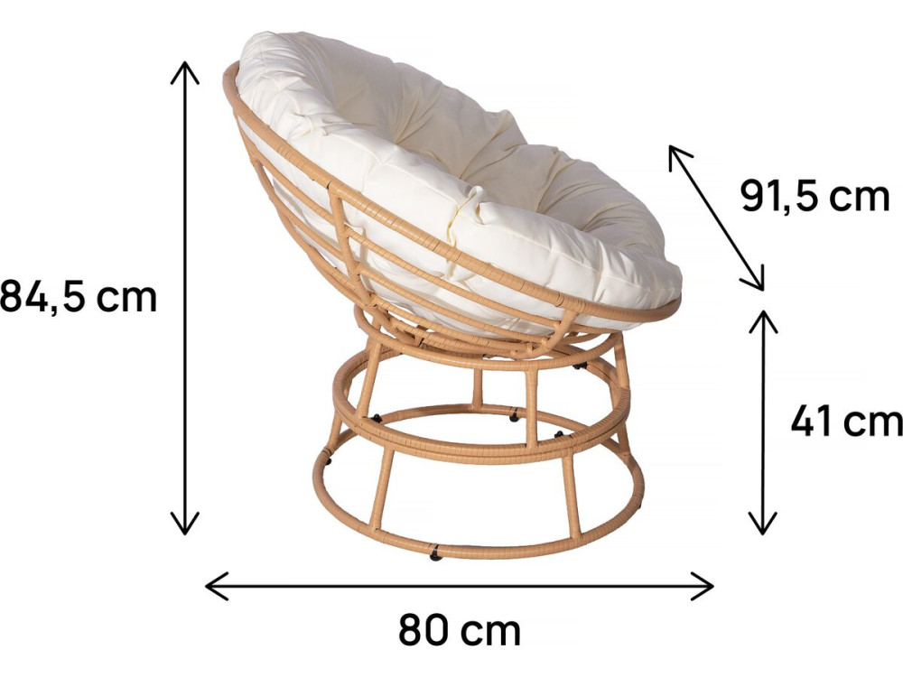 Papasan sillón de interior/exterior loveuse estilo "Bali" - Ø91cm - Beige