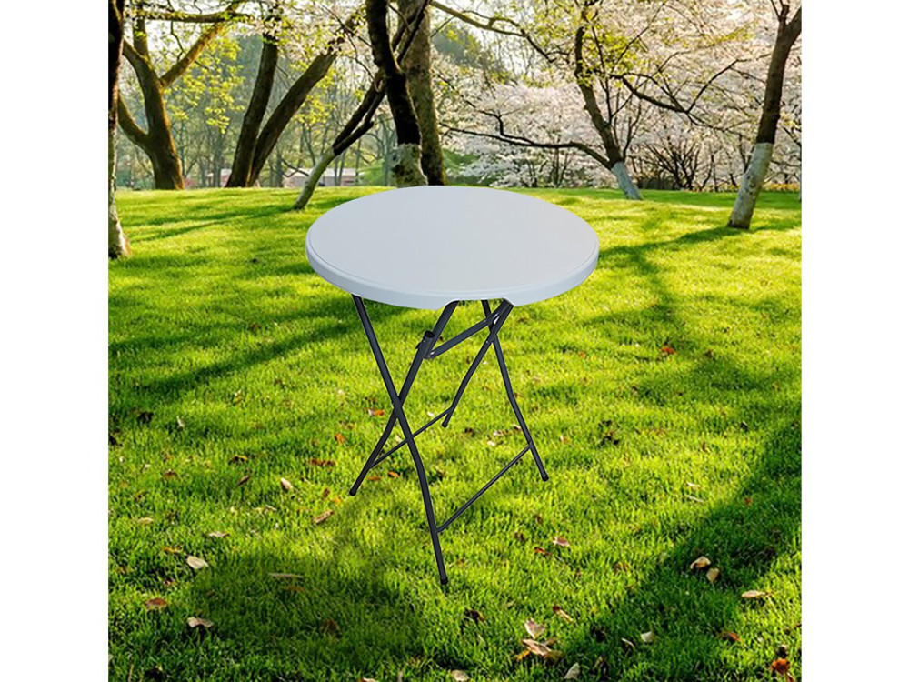 Mesa alta pliante en plástico Ø 80 cm "Lili" - blanco