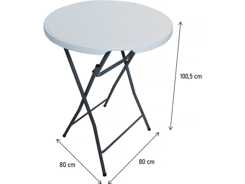 Mesa alta pliante en plástico Ø 80 cm "Lili" - blanco