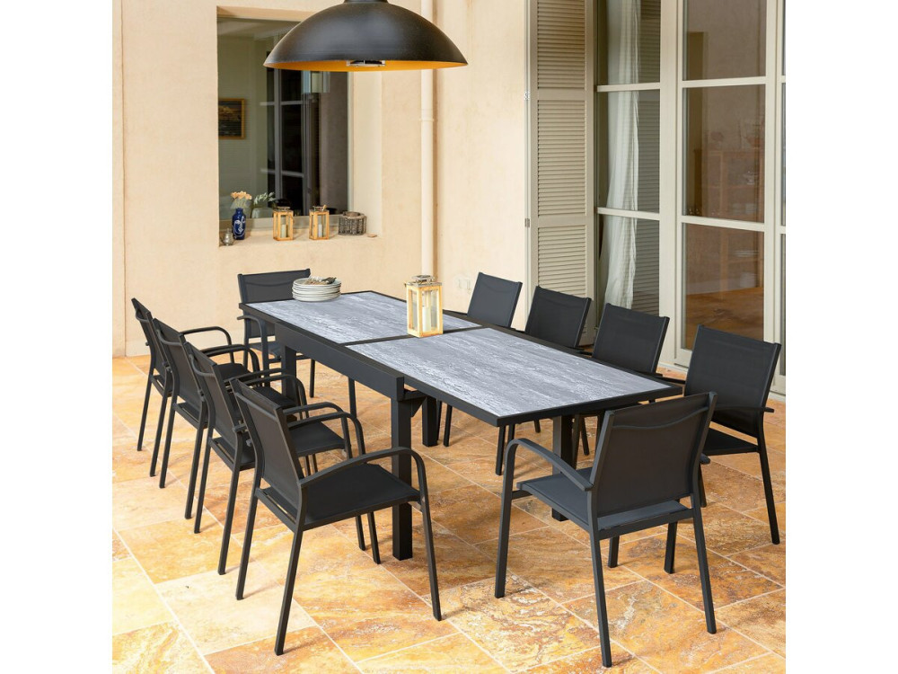 Mesa de jardín extensible de aluminio "Lagos" - 200/320 x 105 x 76 cm - Gris