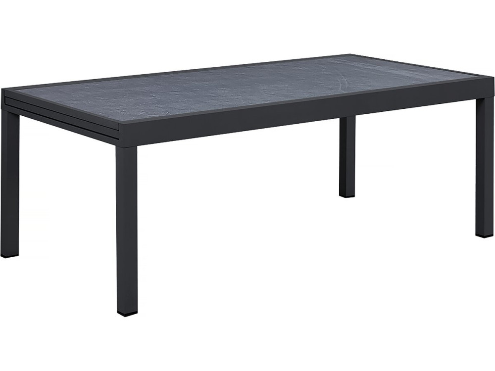 Mesa de jardín extensible de aluminio "Lagos" - 200/320 x 105 x 76 cm - Negra