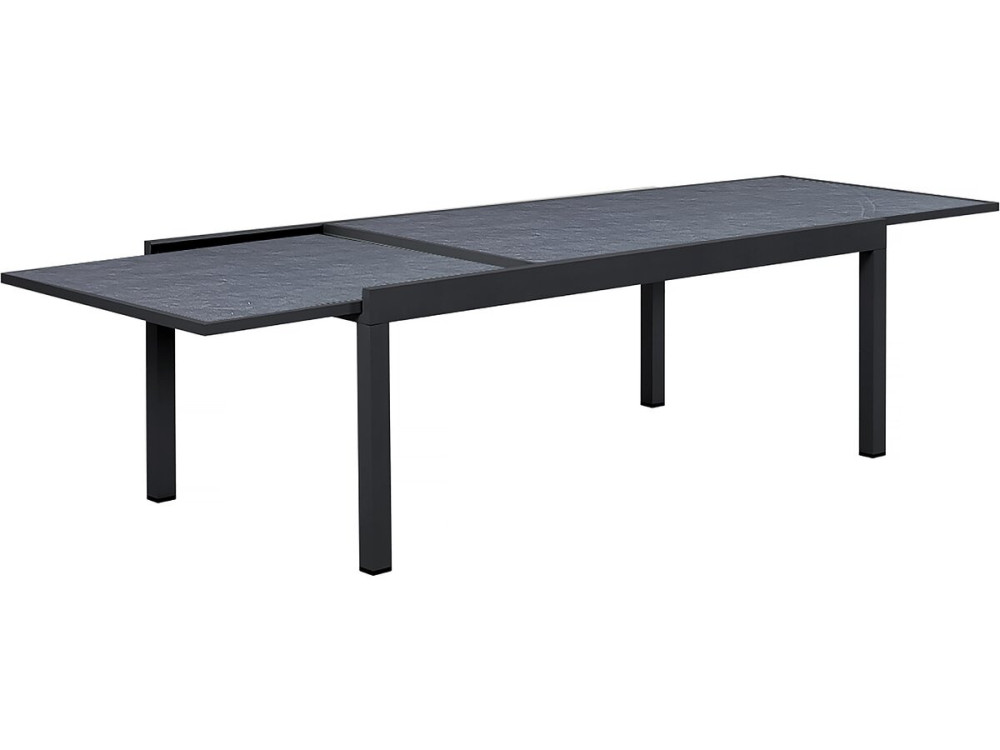 Mesa de jardín extensible de aluminio "Lagos" - 200/320 x 105 x 76 cm - Negra