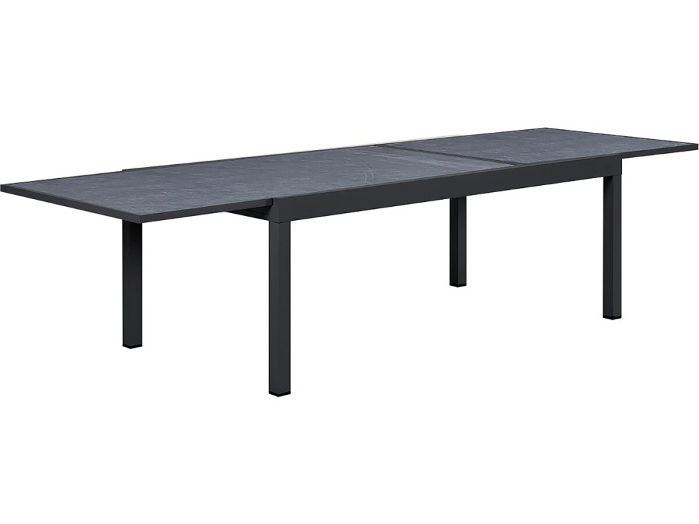 Mesa de jardín extensible de aluminio "Lagos" - 200/320 x 105 x 76 cm - Negra