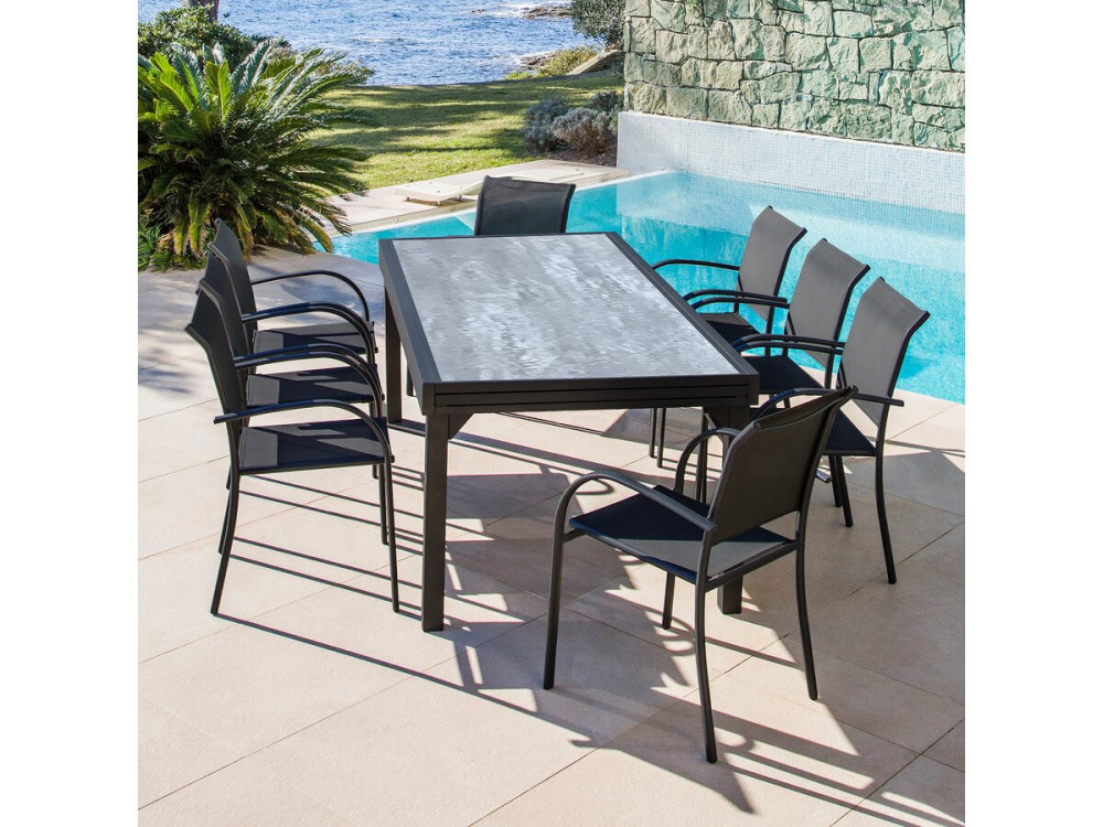 Mesa de jardín de aluminio extensible "Lagos" - 140/280 x 90 x 76 cm - Gris