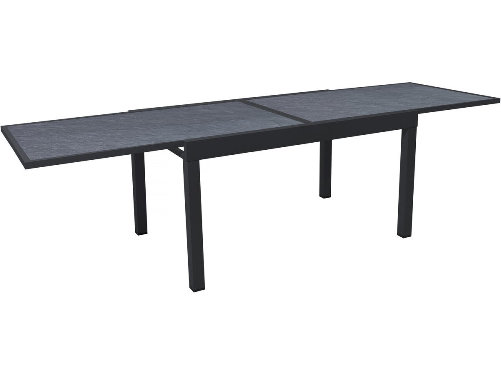 Mesa de jardín de aluminio extensible "Lagos" - 140/280 x 90 x 76 cm - Negro