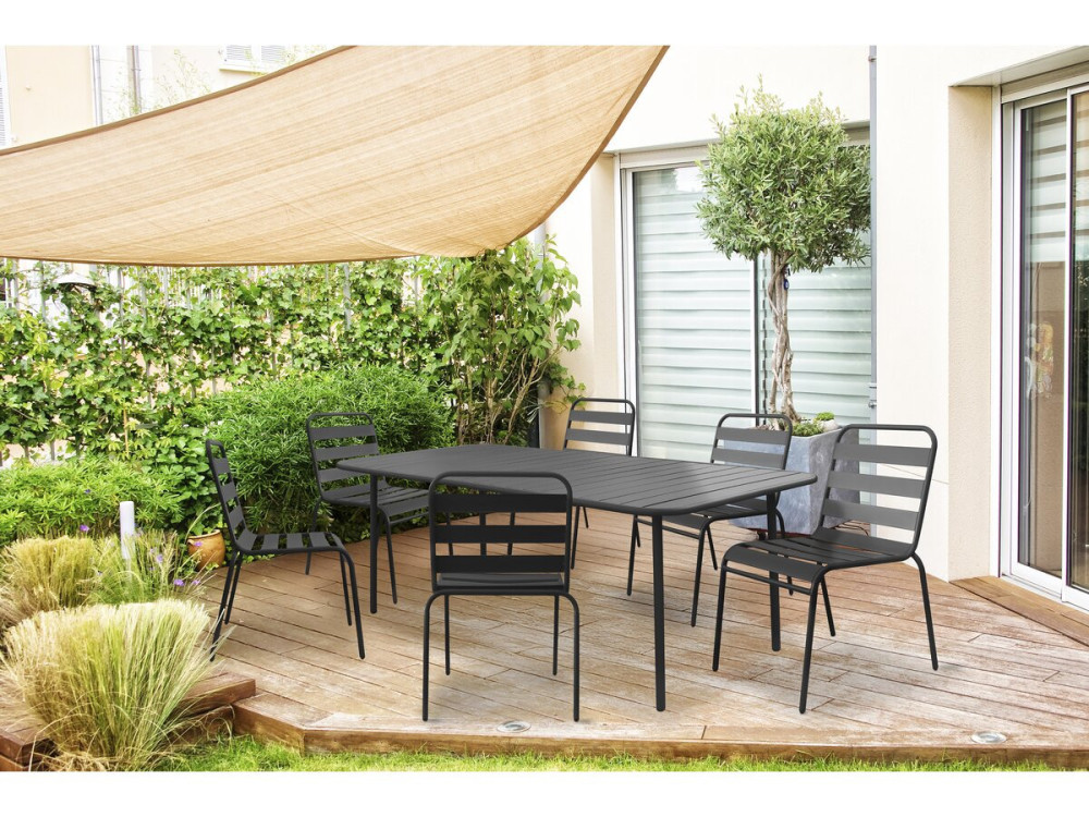 Mesa de jardín metálica "Bilbao" - 180 x 90 x 71 cm - Gris
