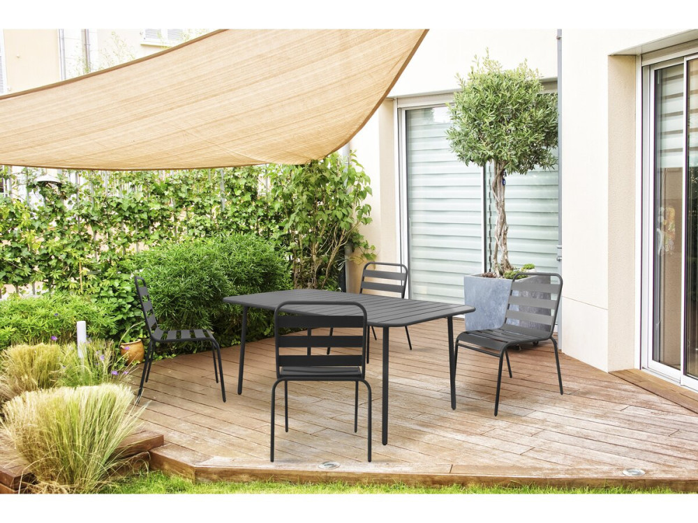 Mesa de jardín metálica "Bilbao" - 150 x 90 x 71 cm - Gris