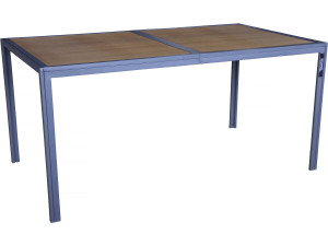 Mesa de jardín de metal imitación madera "Tossa" - 160 x 90 x 75 cm - Marrón