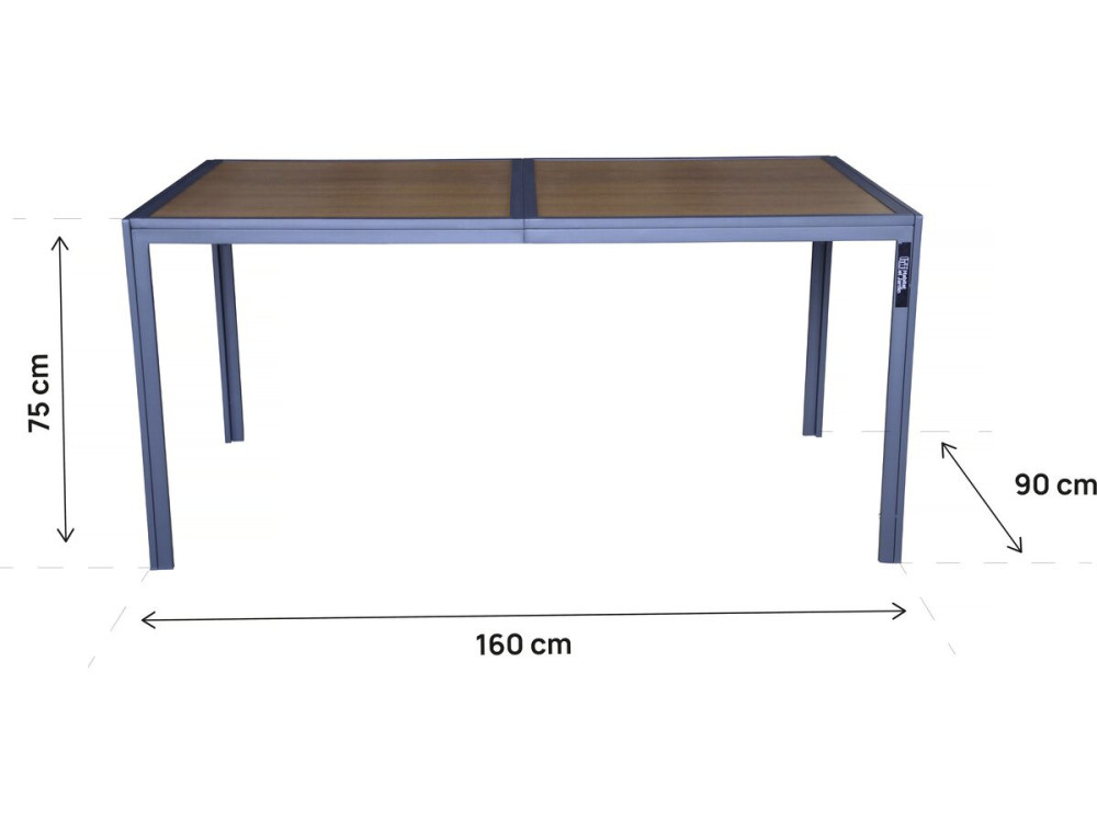 Mesa de jardín de metal imitación madera "Tossa" - 160 x 90 x 75 cm - Marrón
