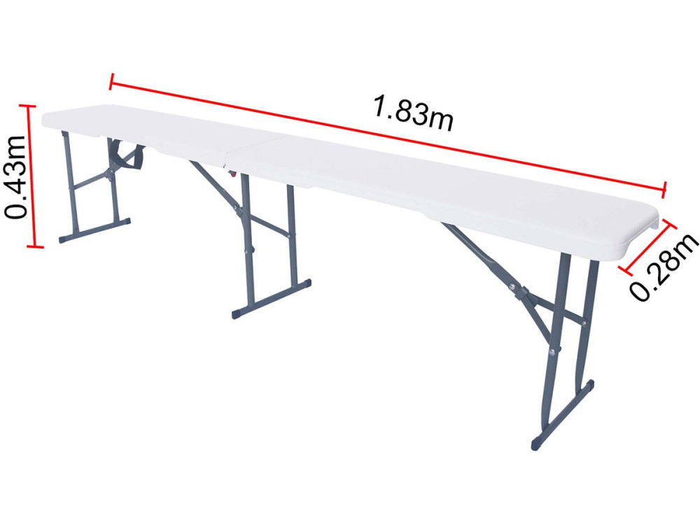 Banco de metal "Foldy" - 183 x 29 x 42 cm - Blanco