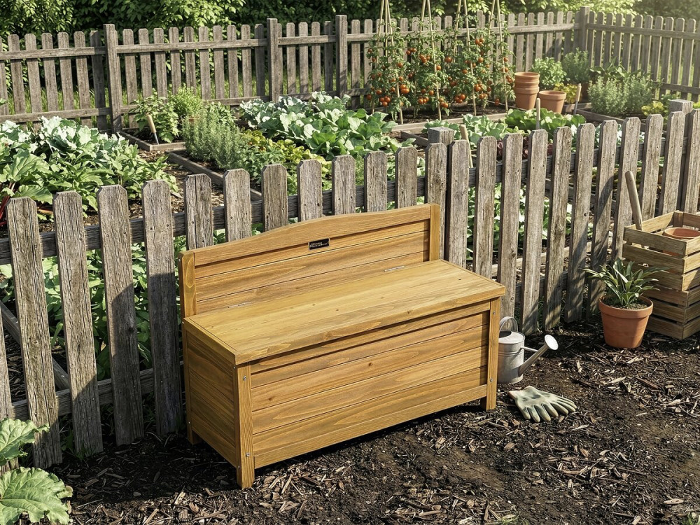 Banco de jardín de madera "Ben" - 90 x 33 x 60 cm - Marrón