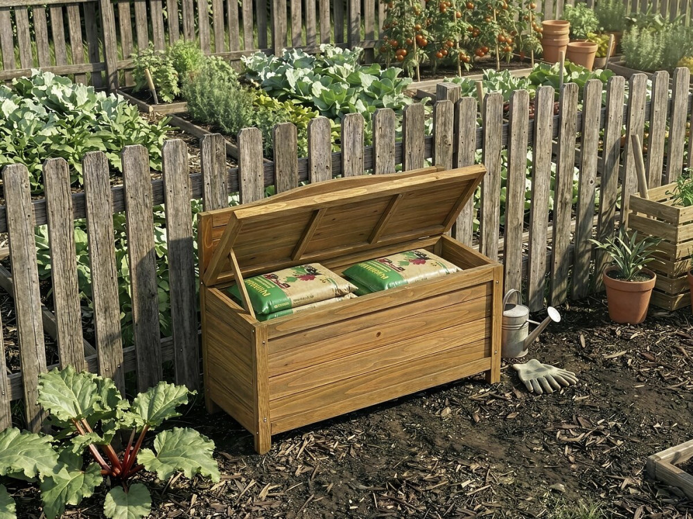Banco de jardín de madera "Ben" - 90 x 33 x 60 cm - Marrón