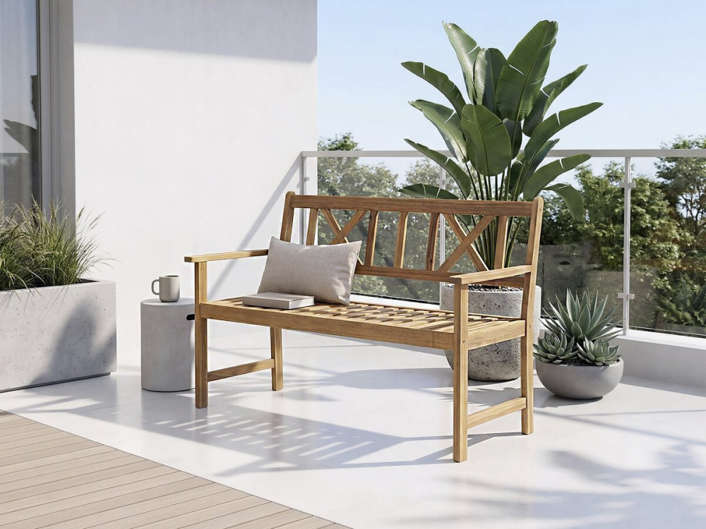 Banco de jardín de madera 120 cm "Surabaya" - 2 plazas - Marrón