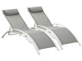 Conjunto de dos tumbonas de aluminio Beauty - "Phoenix" - Beige - Gris topo