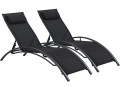 Conjunto de dos tumbonas de aluminio Beauty - "Phoenix" - Beige - Negro/ Negro