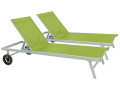 Conjunto de 2 tumbonas de aluminio y textileno BELLA-PHOENIX - verde - Topo