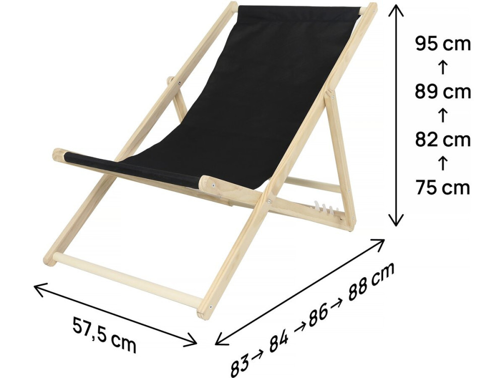 Juego de 2 tumbonas de madera "Chilienne" - Negro