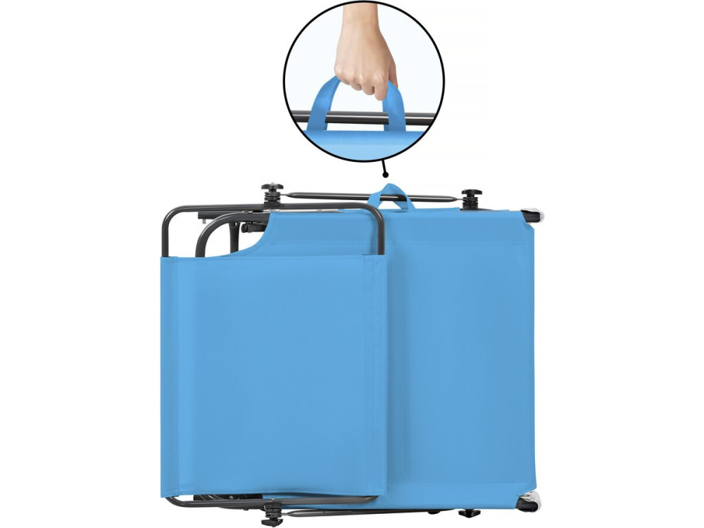 Tumbona plegable "Lazy" - Con sombrilla - Azul