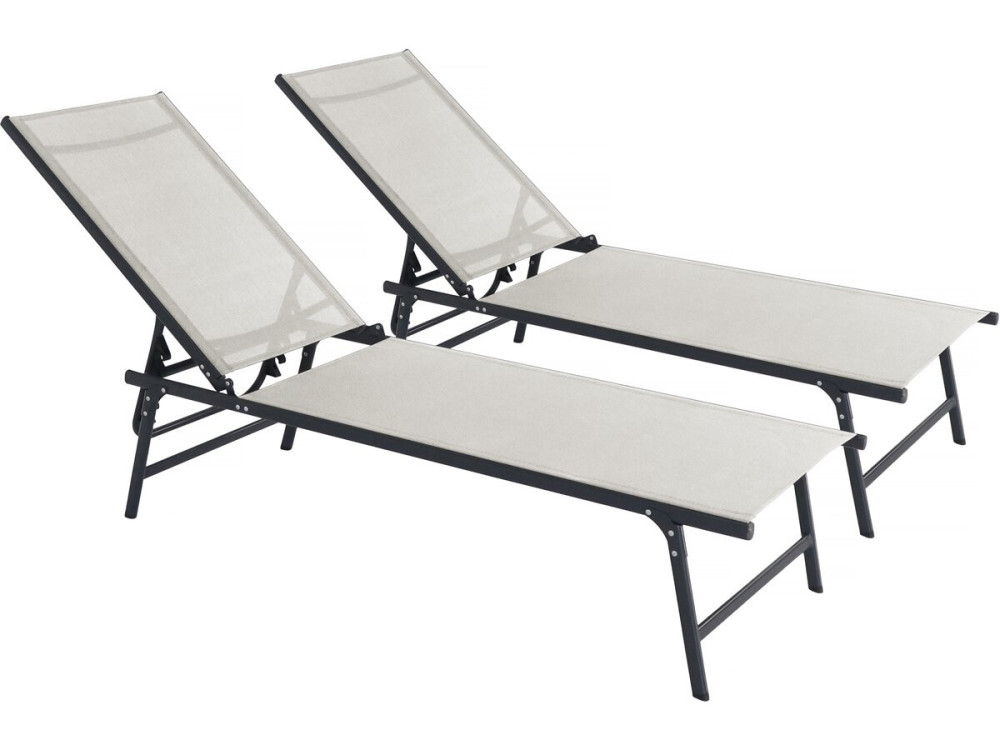 Juego de 2 tumbonas metálicas "Sublima" - 180 x 54 x 104 cm - Beige
