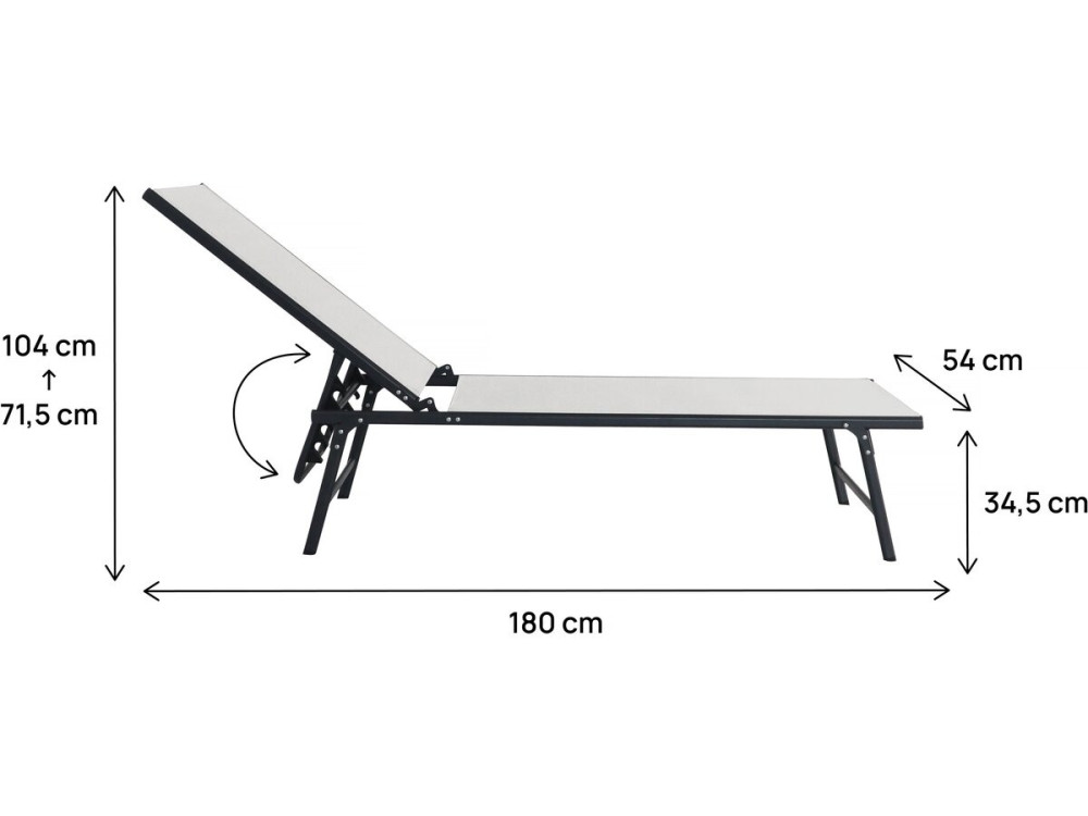 Juego de 2 tumbonas metálicas "Sublima" - 180 x 54 x 104 cm - Beige
