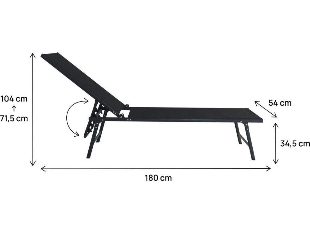 Juego de 2 tumbonas metálicas "Sublima" - 180 x 54 x 104 cm - Negro