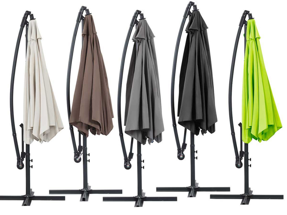 Parasol de jardín exéntrico en aluminio ILIOS - Circular - Ø 3 m - Gris