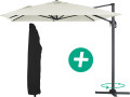 Parasol Lateral de jardín Alu “Sun 4” – Rectangular – 3 x 4 m – Verde + funda protectora - Crudo