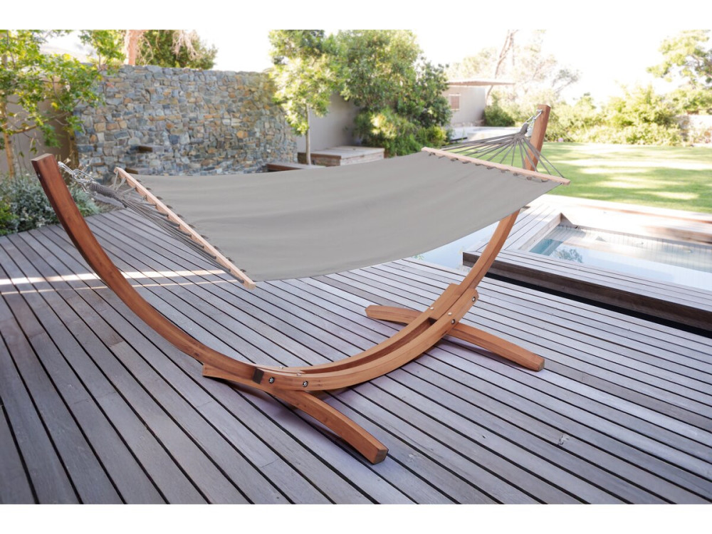 Hamaca de madera con lona de algodón "Dallas" - 3 m - Gris -