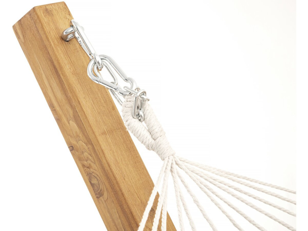 Hamaca de madera con tejido de macramé "Dallas" - 305 x 120 x 123 cm - Blanco