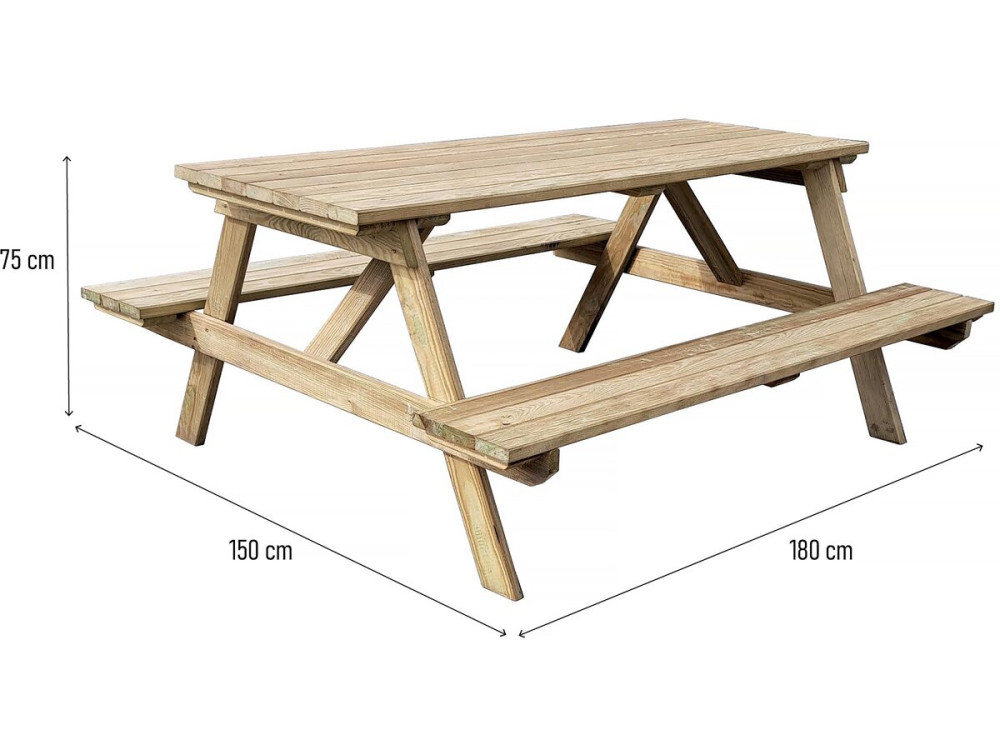 Mesa de picnic para adultos "Gardenia" - 180 x 150 x 75 cm - 6/8 personas